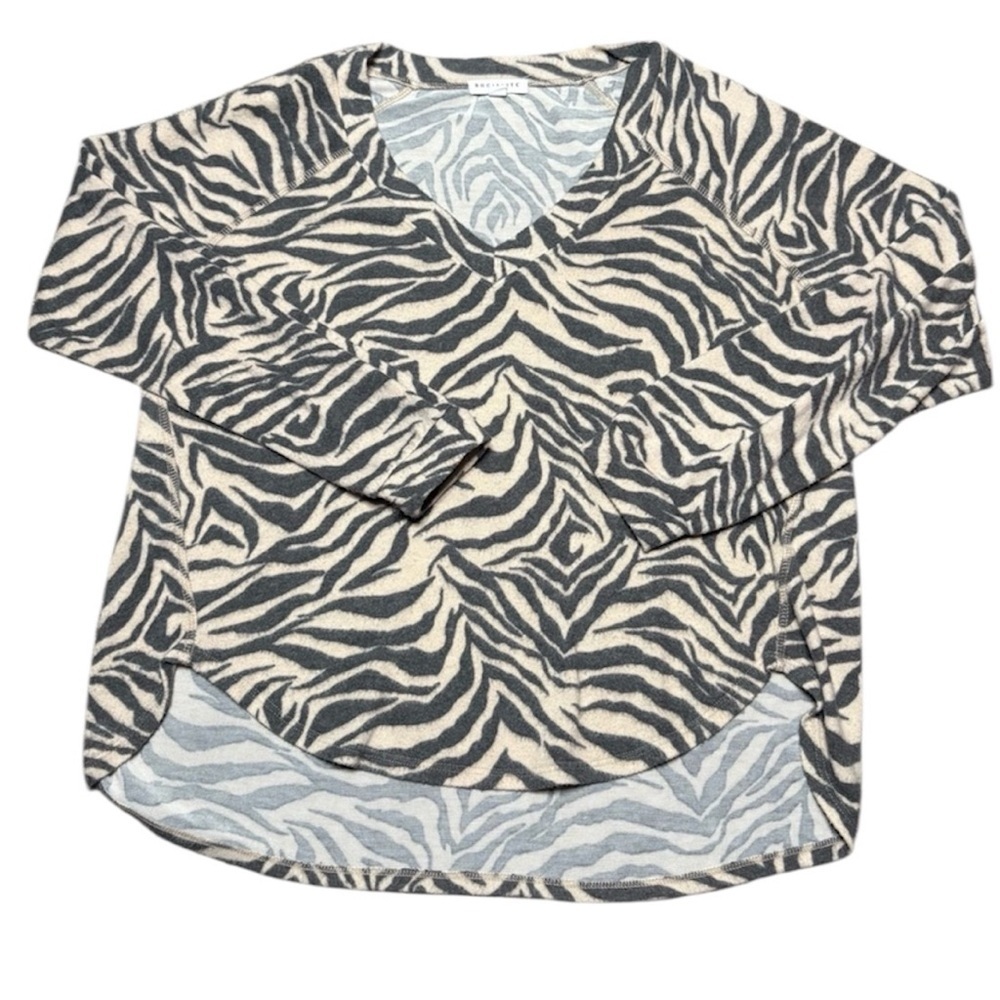 Socialite Women’s Zebra Print V-Neck Sweatshirt